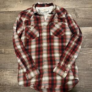 Bullhead Red and Black Plaid Button Down Shirt
